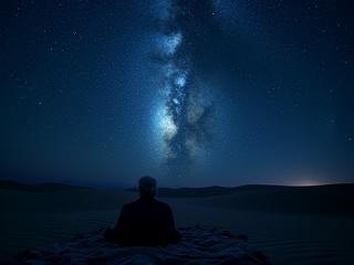 별이 쏟아지는 밤하늘 아래 명상