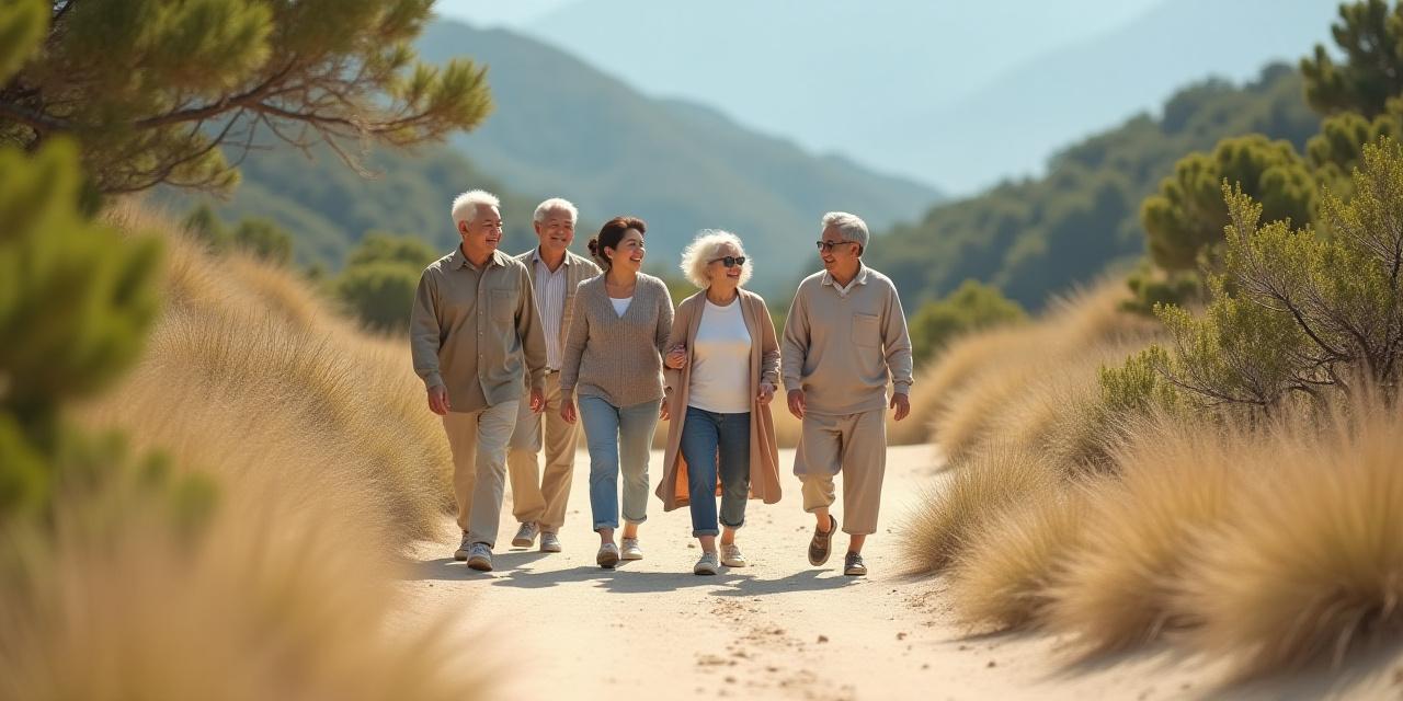경치 좋은 길을 걷는 참가자들